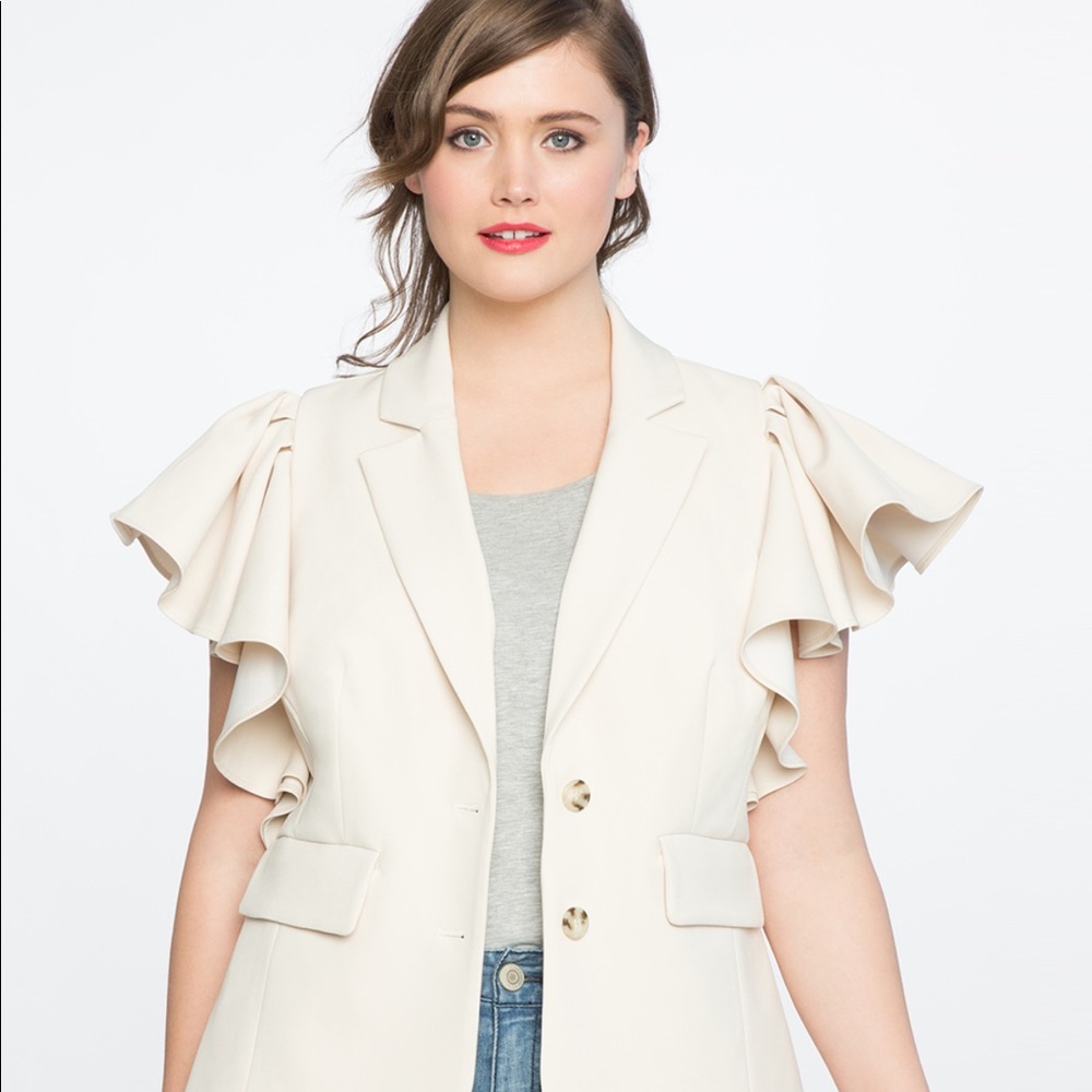 Eloquii Studio Ruffle Sleeve Blazer Sz 20